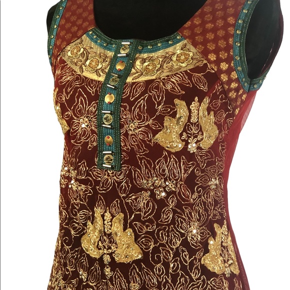 Sheer Embellished Kurta Tunic Top size Small - Picture 2 of 6